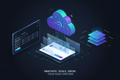 SaaS product development service showing cloud infrastructure and subscription dashboard