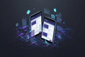 Mobile and web app development service showing Android and iOS app screens